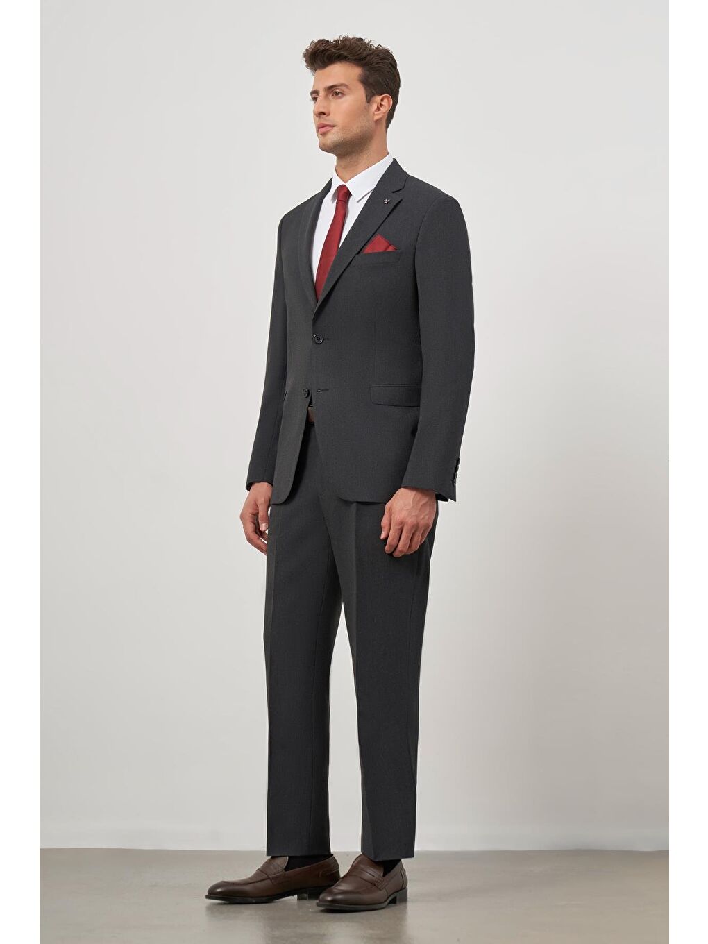 Siyah Kendinden Mono Yaka 2 Düğme 6 Drop Comfort Fit Classic Takım Elbise 1001240189-1