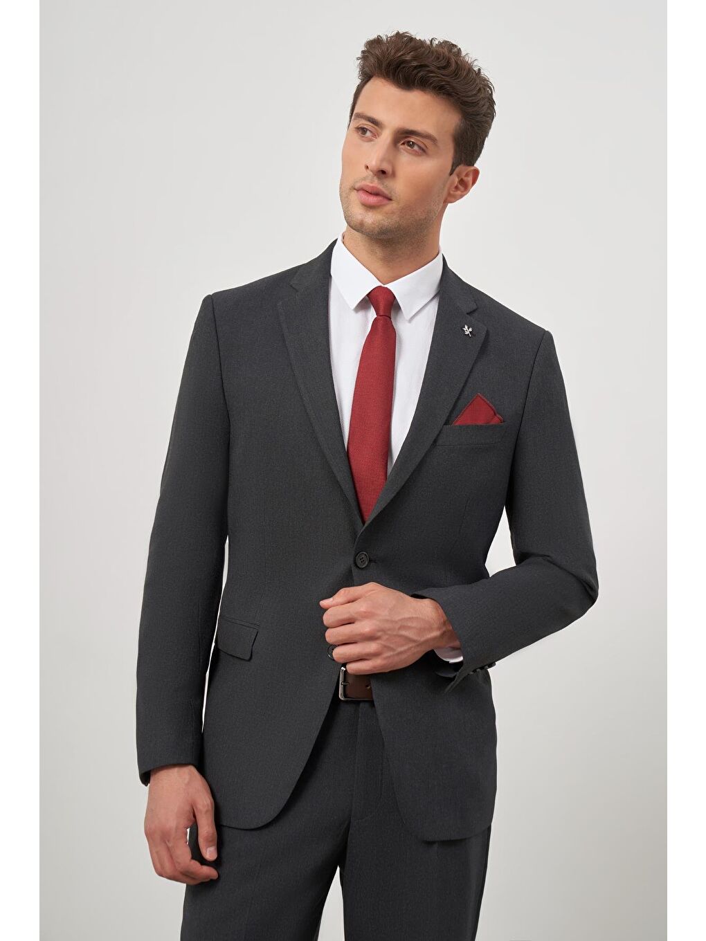 Siyah Kendinden Mono Yaka 2 Düğme 6 Drop Comfort Fit Classic Takım Elbise 1001240189-2