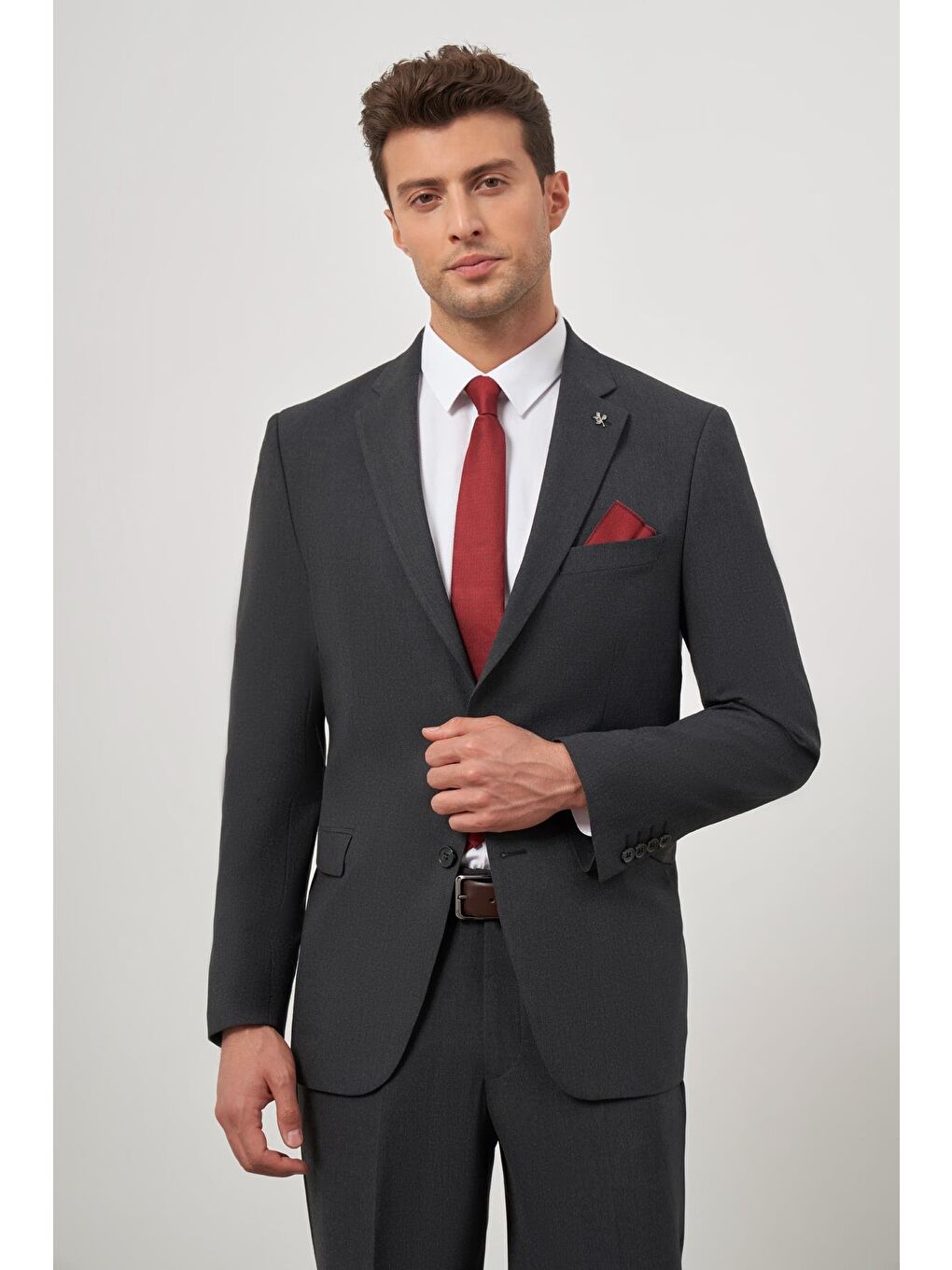 Siyah Kendinden Mono Yaka 2 Düğme 6 Drop Comfort Fit Classic Takım Elbise 1001240189-3