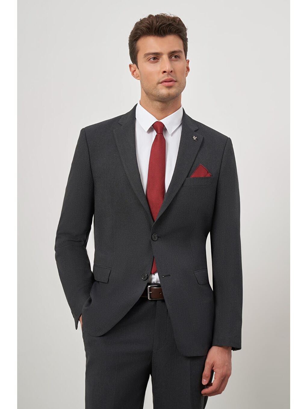 Siyah Kendinden Mono Yaka 2 Düğme 6 Drop Comfort Fit Classic Takım Elbise 1001240189-4