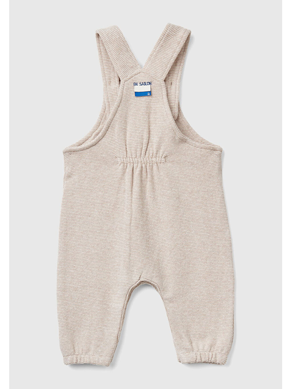 Bebek Bej Sırtı ve Beli Elastik Detaylı Düğmeli Askılı Salopet-1