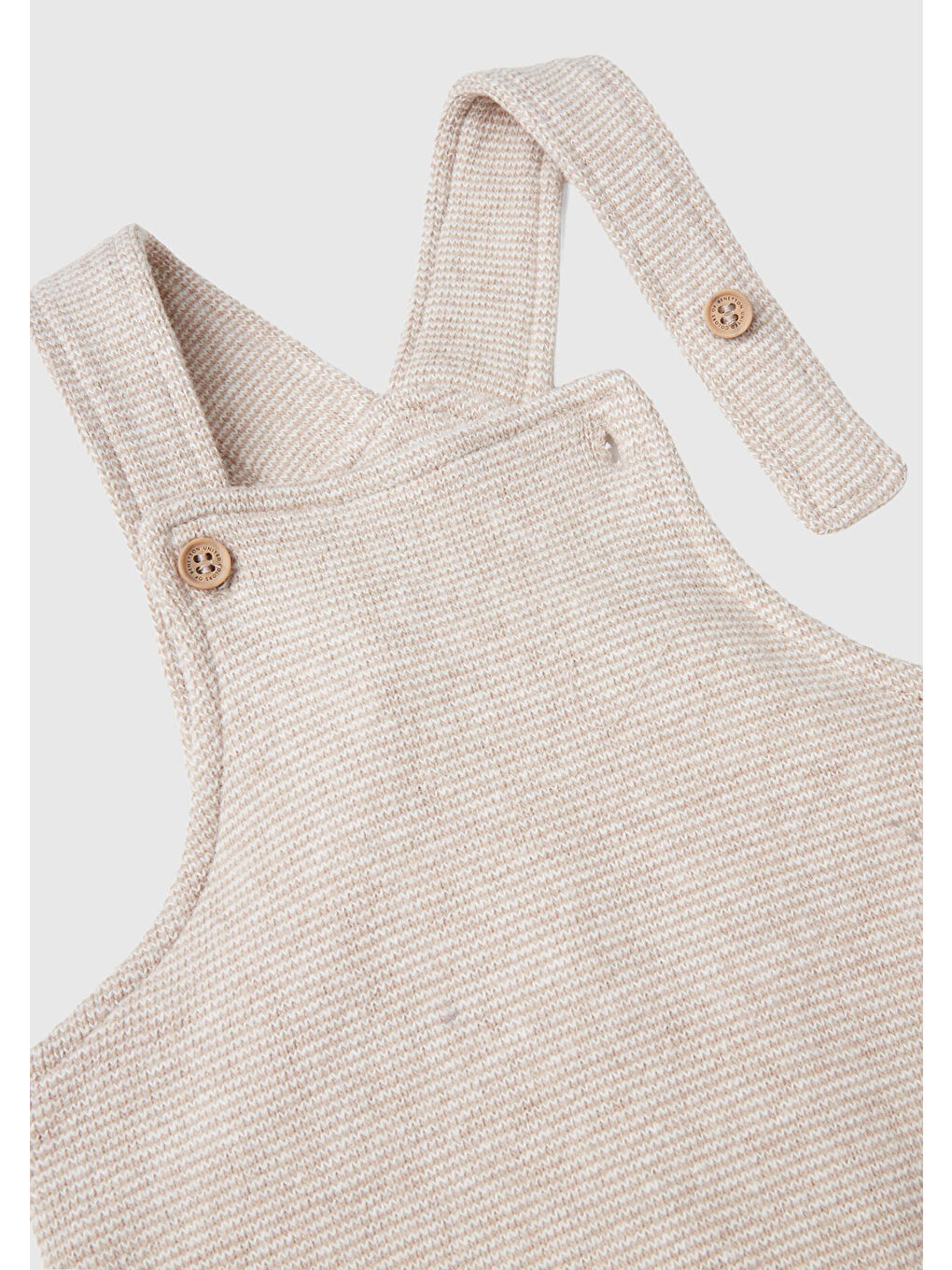 Bebek Bej Sırtı ve Beli Elastik Detaylı Düğmeli Askılı Salopet-2