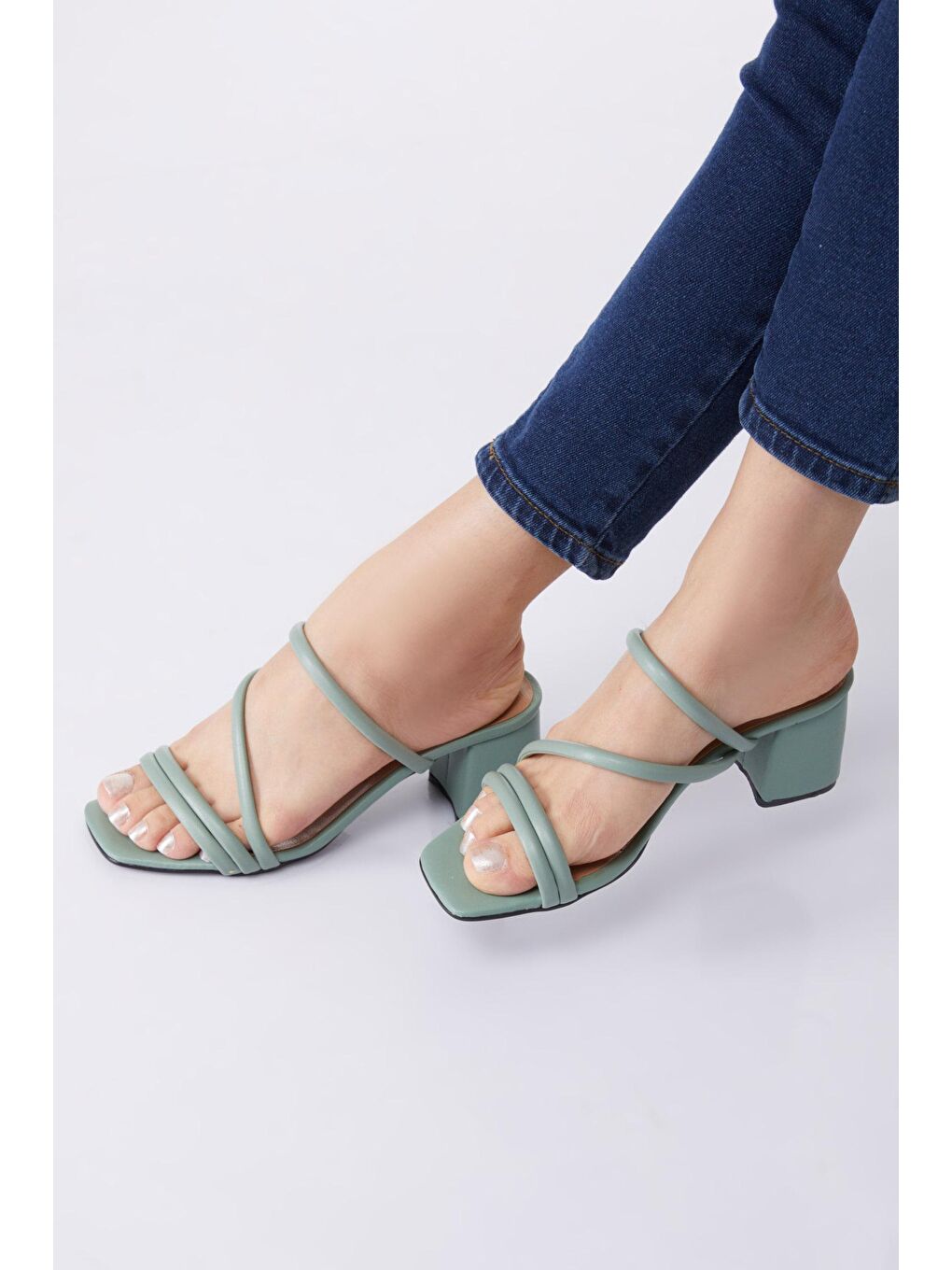 Kadın Yeşil Topuklu Terlik - 24795
