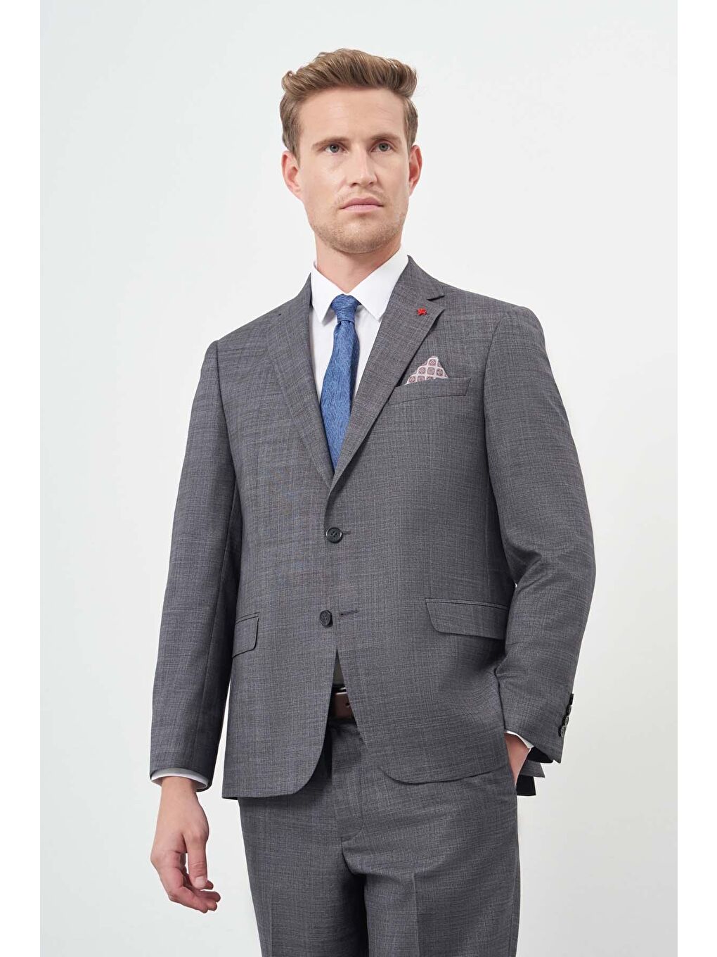 Koyu Antrasit Düz Flannel Mono Yaka 2 Düğme 4 Drop Comfort Fit Classic Takım Elbise 1001245164-1