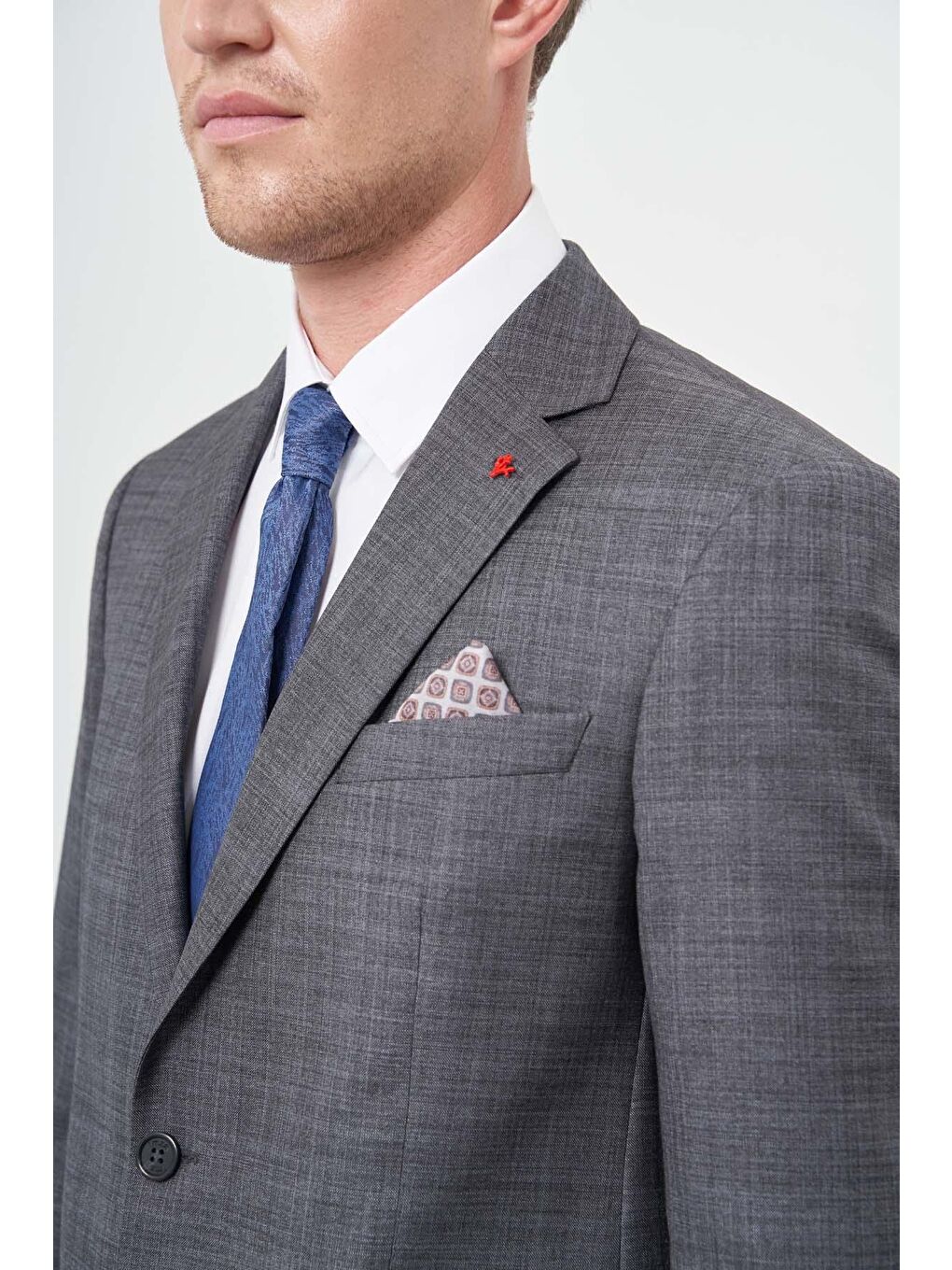 Koyu Antrasit Düz Flannel Mono Yaka 2 Düğme 4 Drop Comfort Fit Classic Takım Elbise 1001245164-3