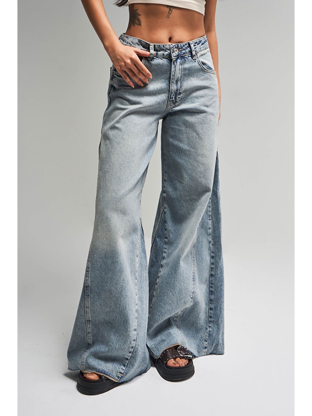 Mavi Kadın Snow Jean Rengi 4S5-32 Süper Palazzo Fit %100 Pamuk Denim Jean