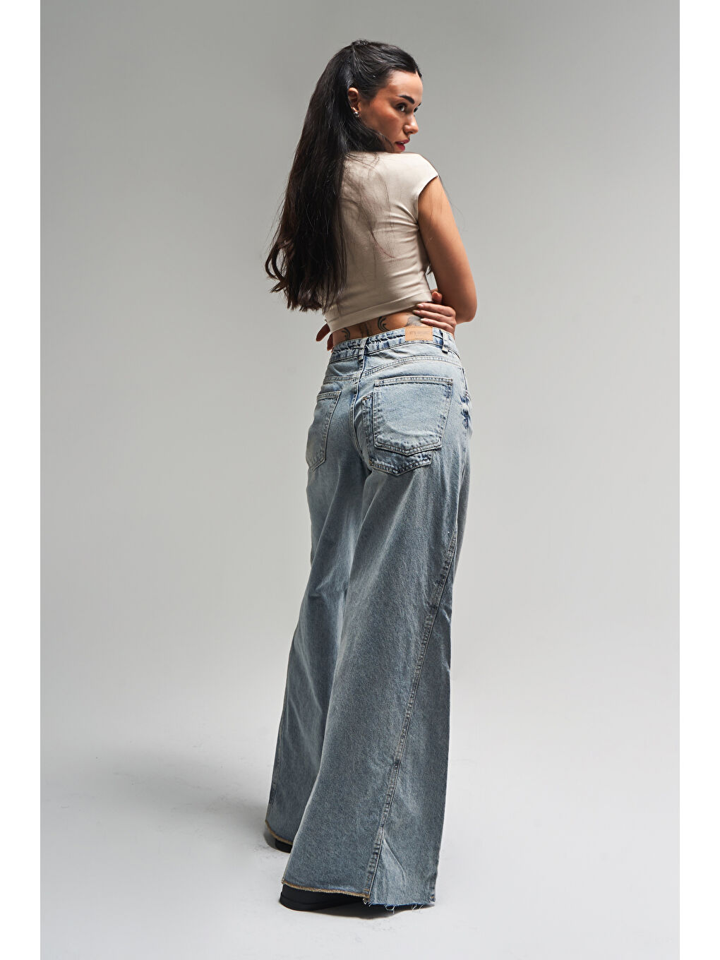 Mavi Kadın Snow Jean Rengi 4S5-32 Süper Palazzo Fit %100 Pamuk Denim Jean-3