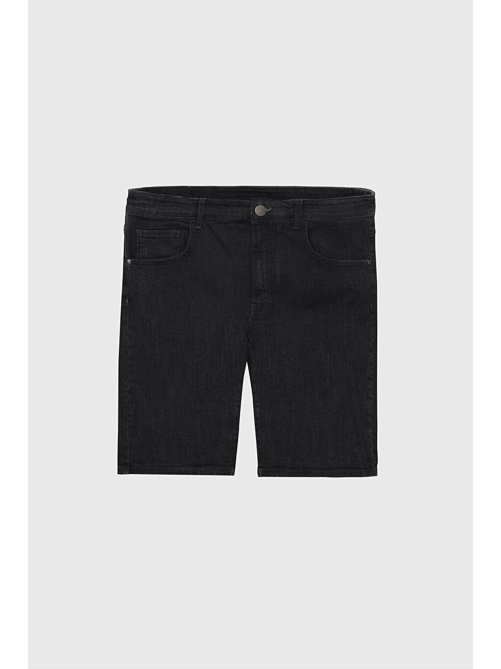 Erkek Siyah Slim Fit Dar Kesim Pamuklu Esnek Denim Şort-7