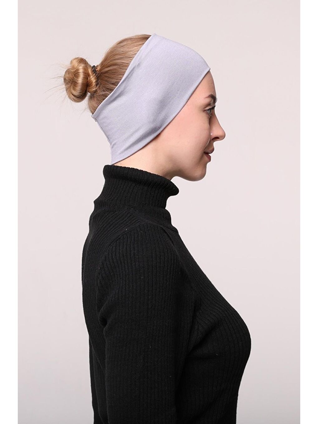Altobeh Gri Kadın Penye Dikişsiz Tesettür Bandana Bone Spor Saç Bandı
