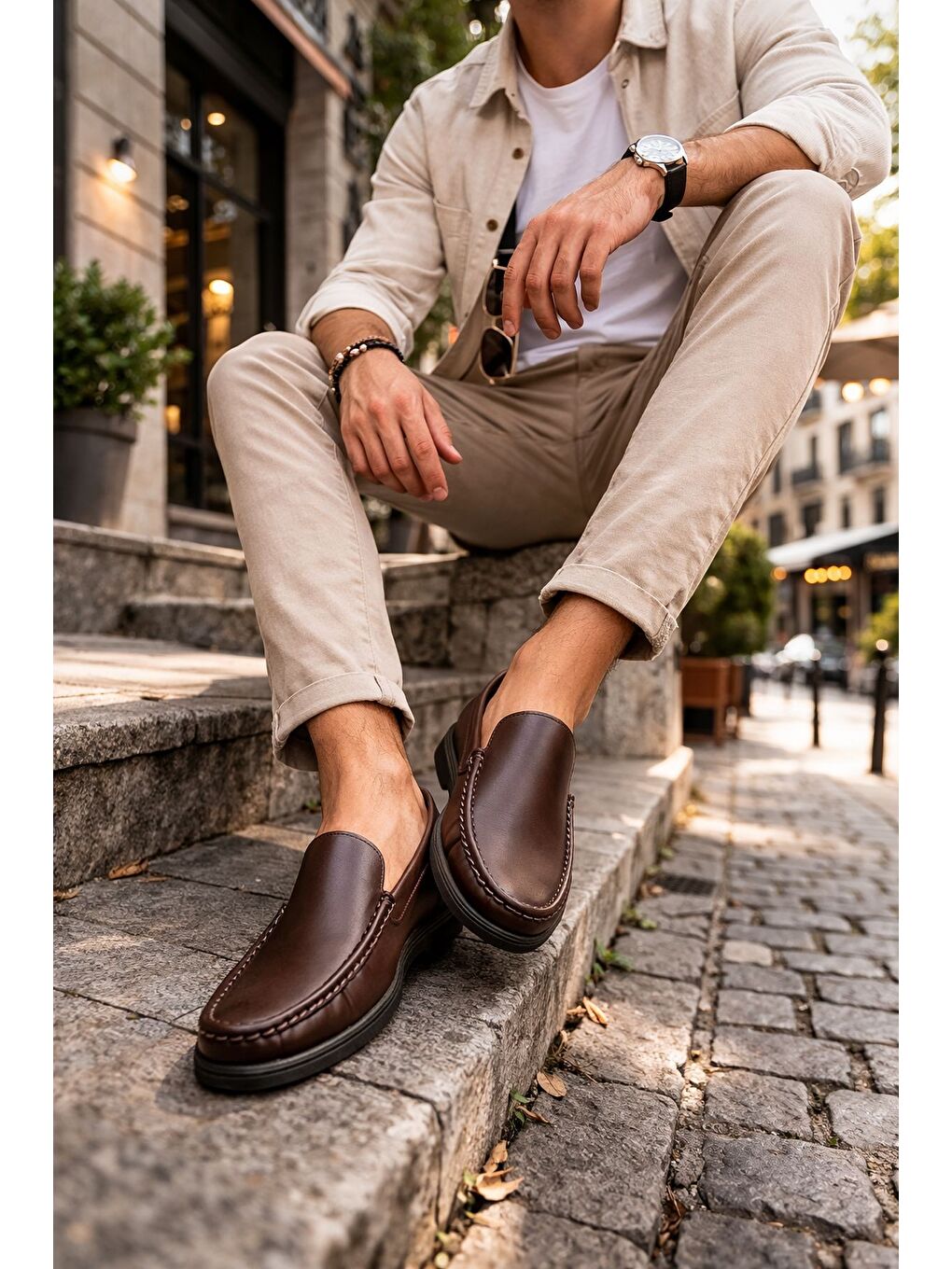 Kahverengi WİNSOR Hakiki Deri Bağcıksız Rahat Taban Erkek Günlük Klasik Loafer Ayakkabı-5