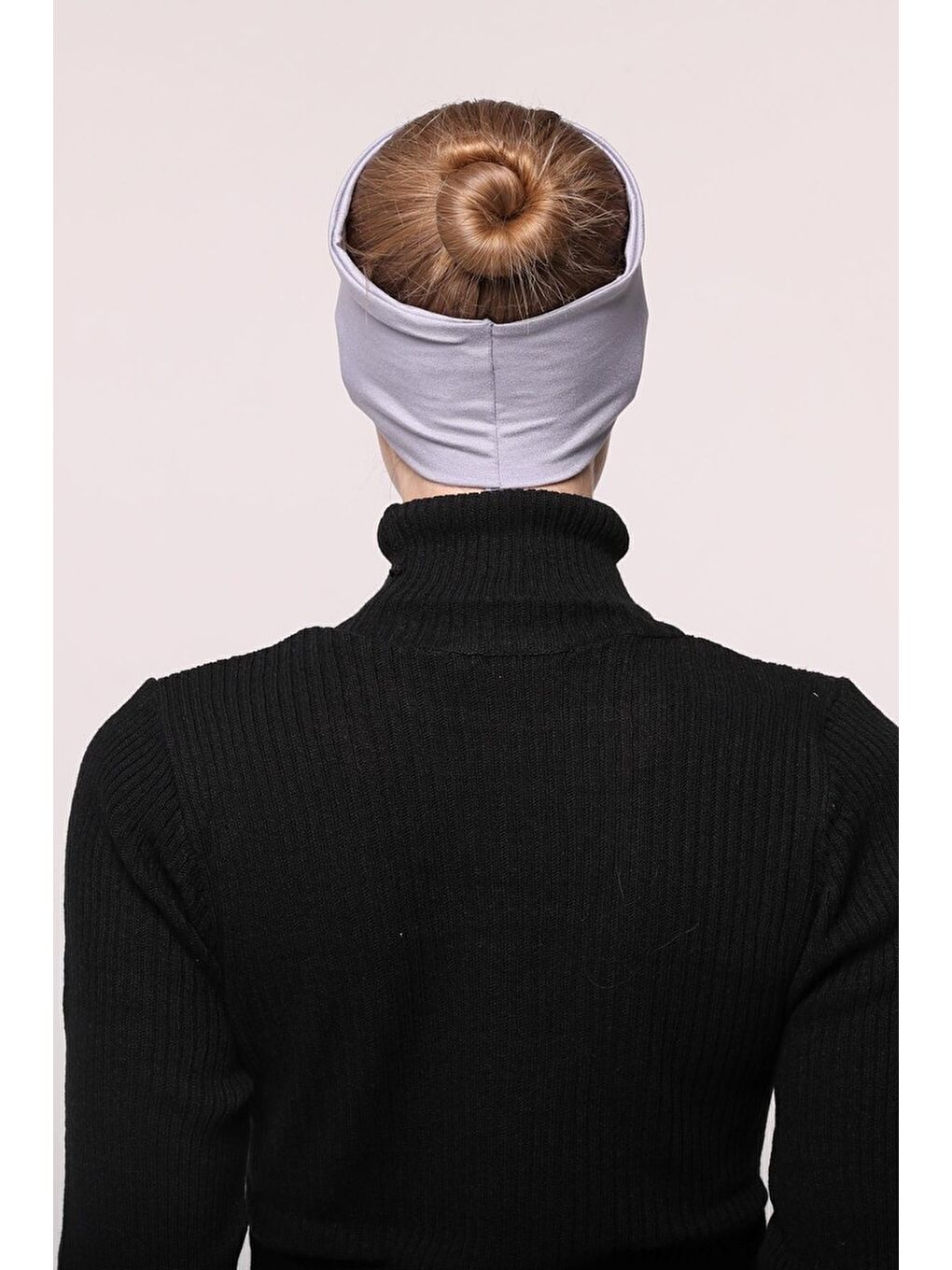 Altobeh Gri Kadın Penye Dikişsiz Tesettür Bandana Bone Spor Saç Bandı - 4
