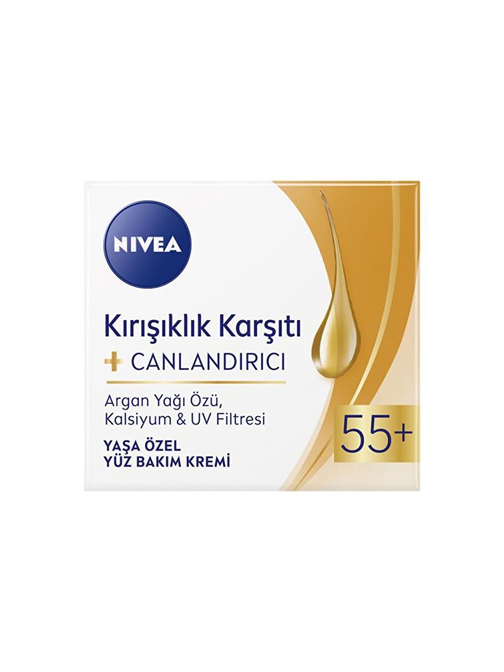 NIVEA Şeffaf Kırışıklık Karşıtı +Canlandırıcı Yüz Bakım Kremi Yaş 55 + 50 ml, Argan Yağı Ve Kalsiyum İçerir - 1