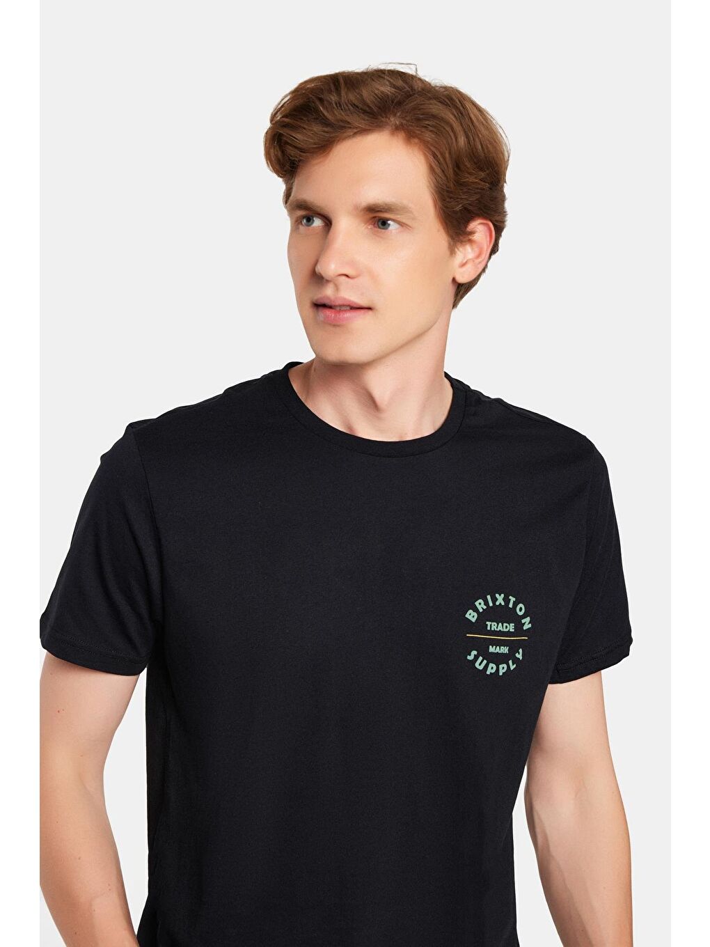 Erkek Slim Fit Dar Kesim %100 Pamuk Yumuşak Dokulu Baskılı Siyah Bisiklet Yaka Tişört