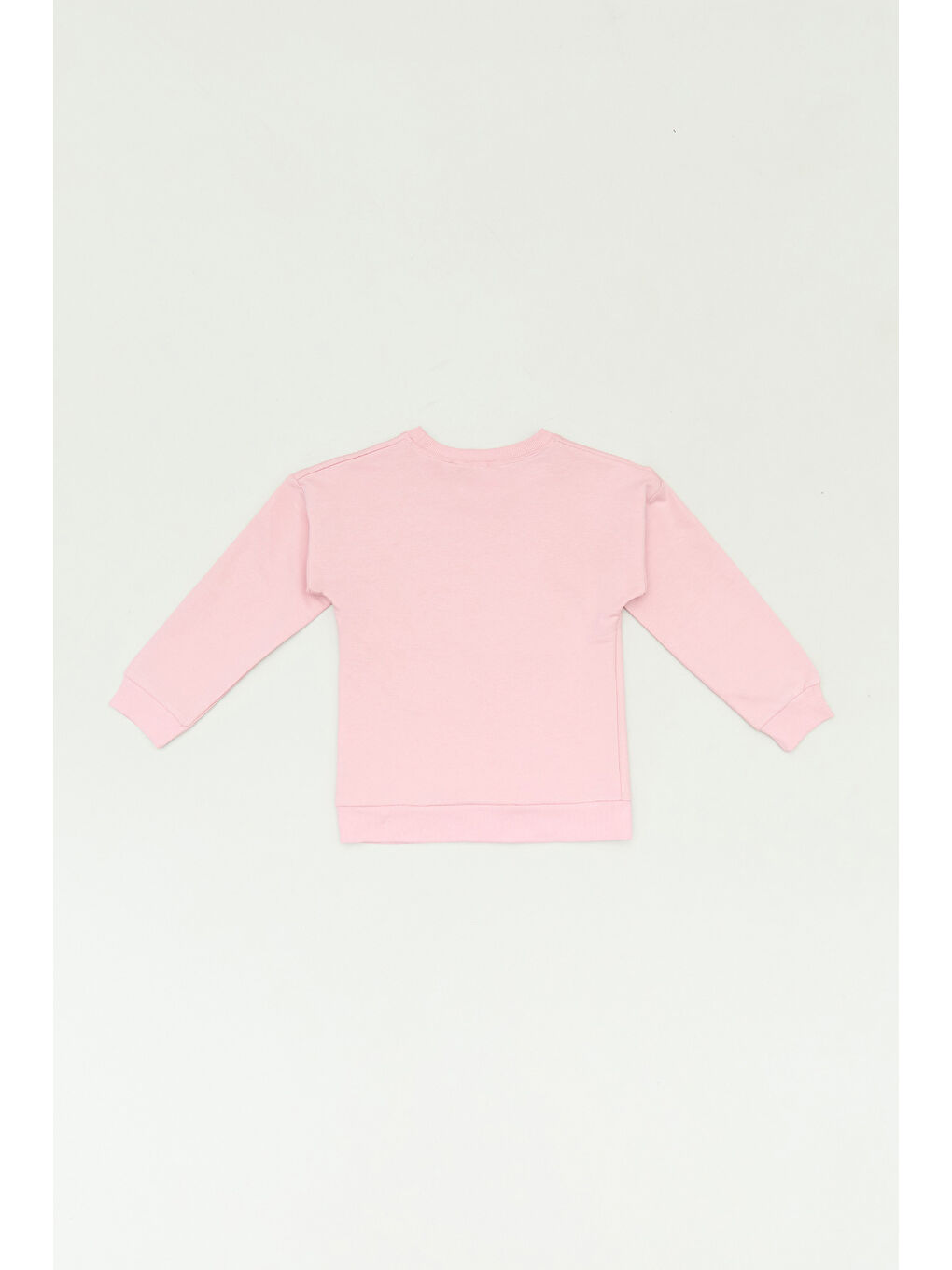 Fullamoda Pudra Pembe Yazı Baskılı Bisiklet Yaka Kız Çocuk Sweatshirt - 1