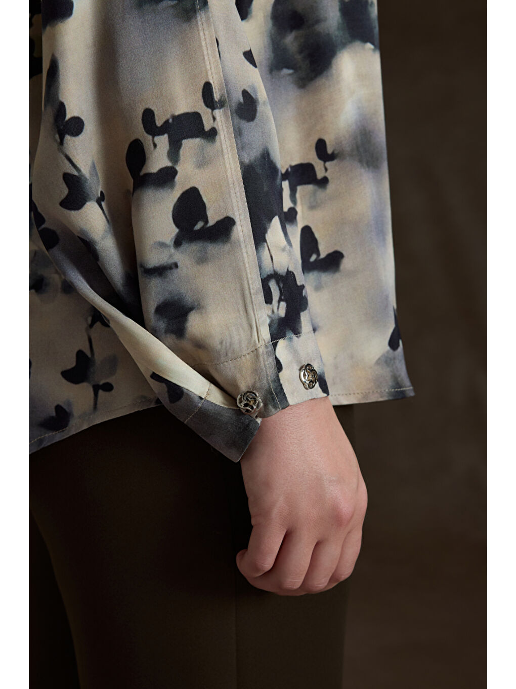 Bej Desenli Viscon Bluz-4