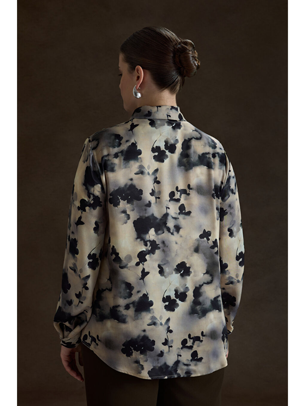 Bej Desenli Viscon Bluz-5