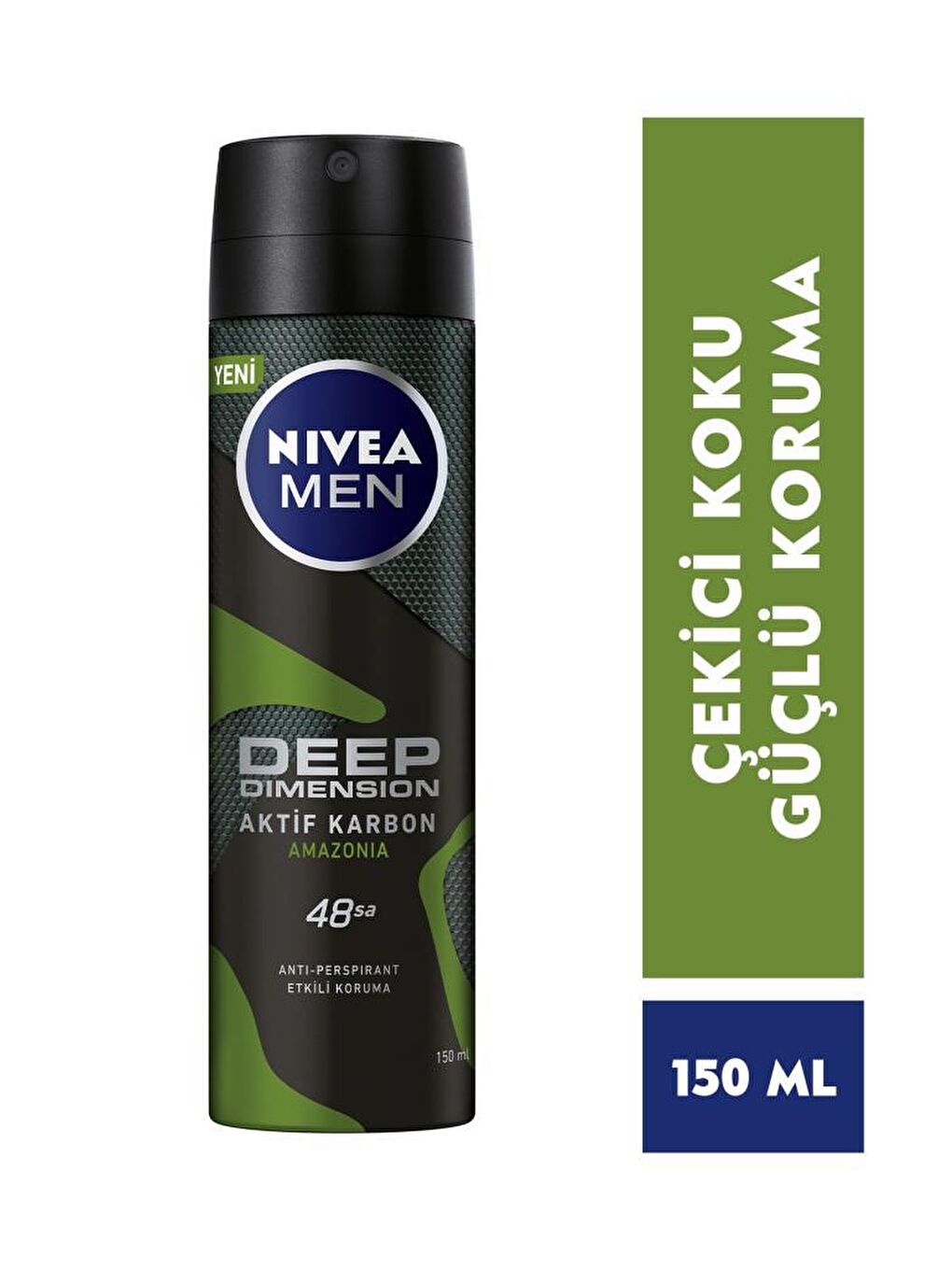 NIVEA Şeffaf Men Erkek Sprey Deodorant Deep Dimension Amazonia 150 ml, 48 Saat Anti-Perspirant Koruma