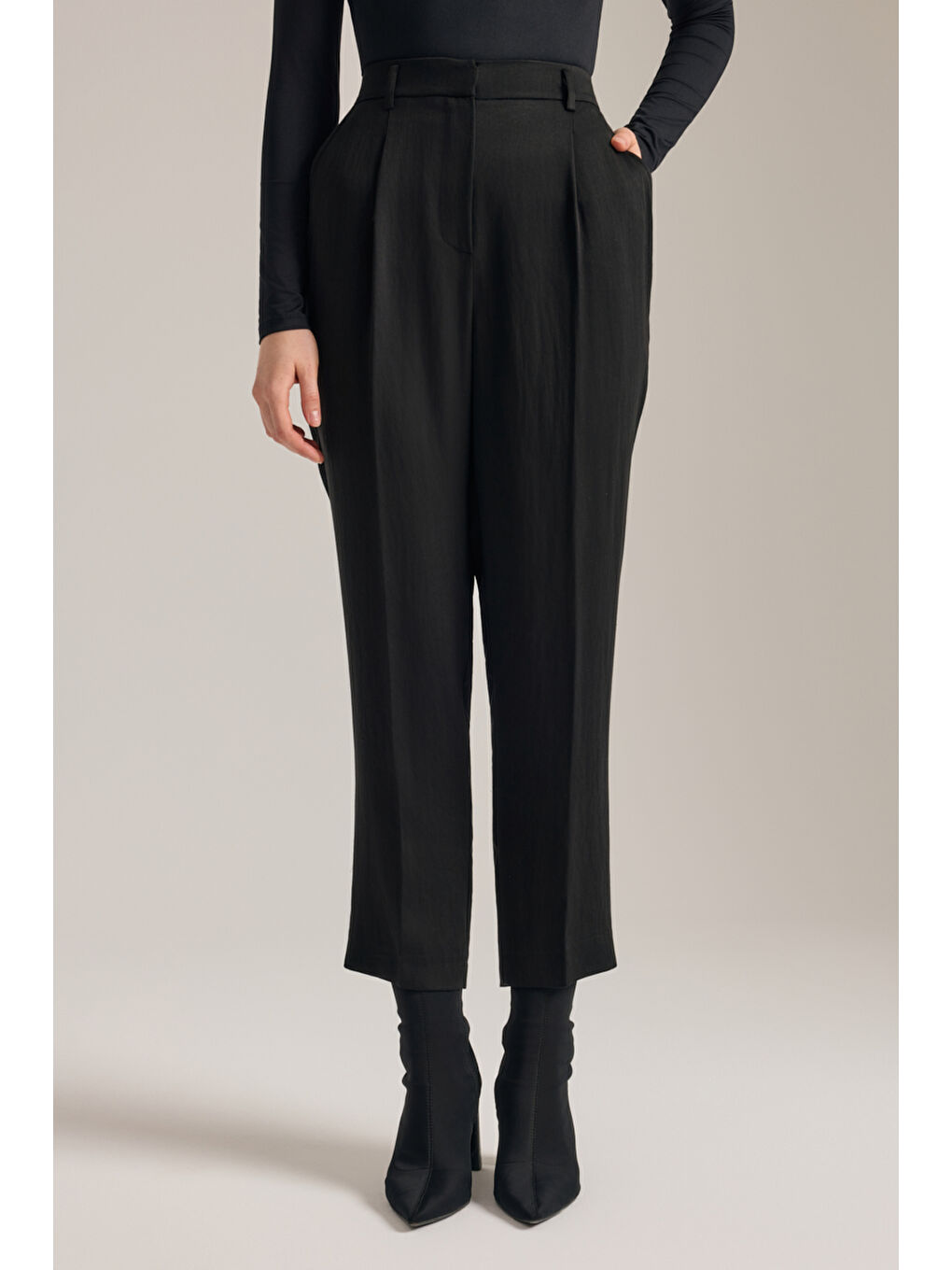 Siyah Lyocell Pantolon-1
