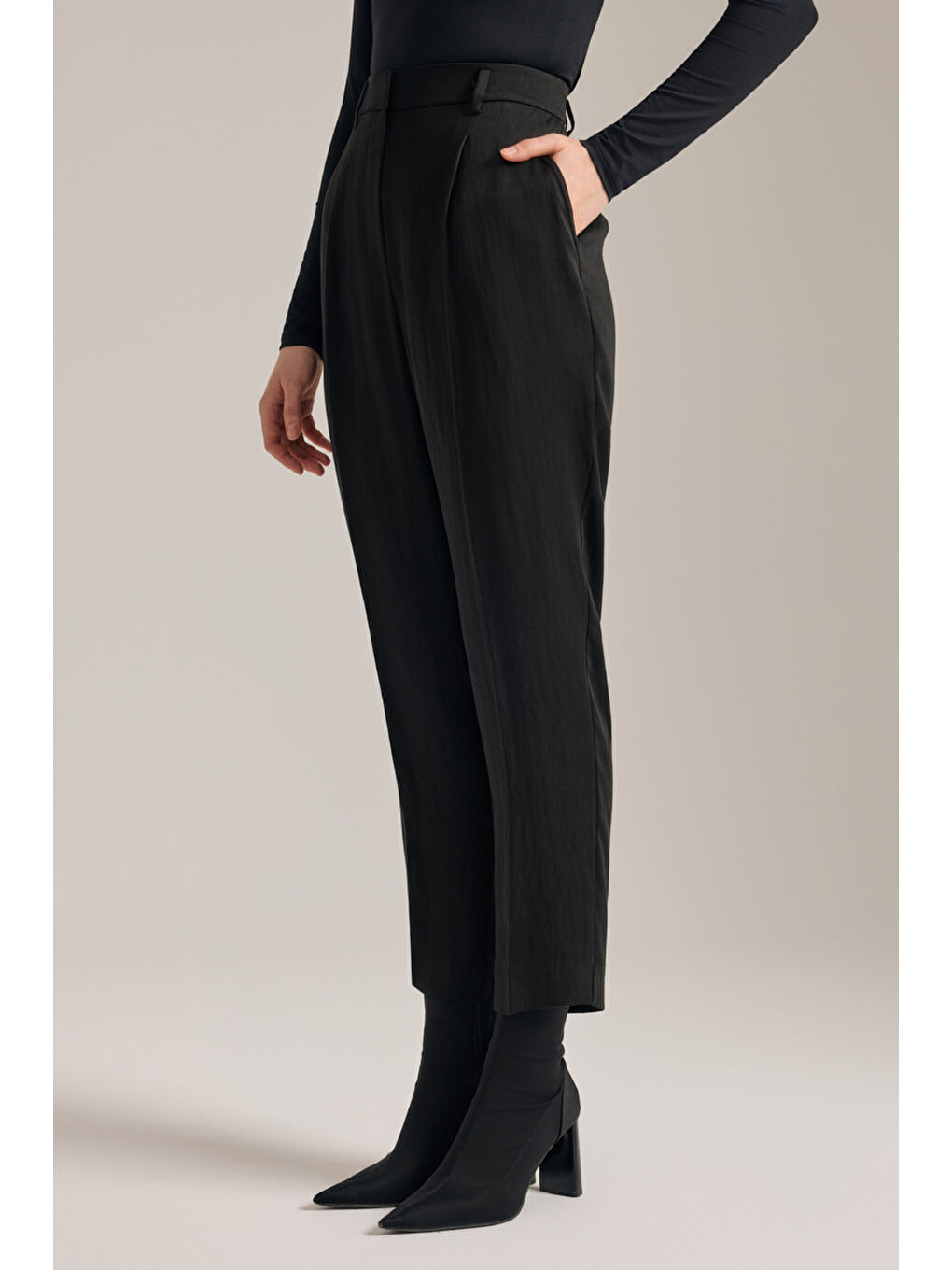 Siyah Lyocell Pantolon-2