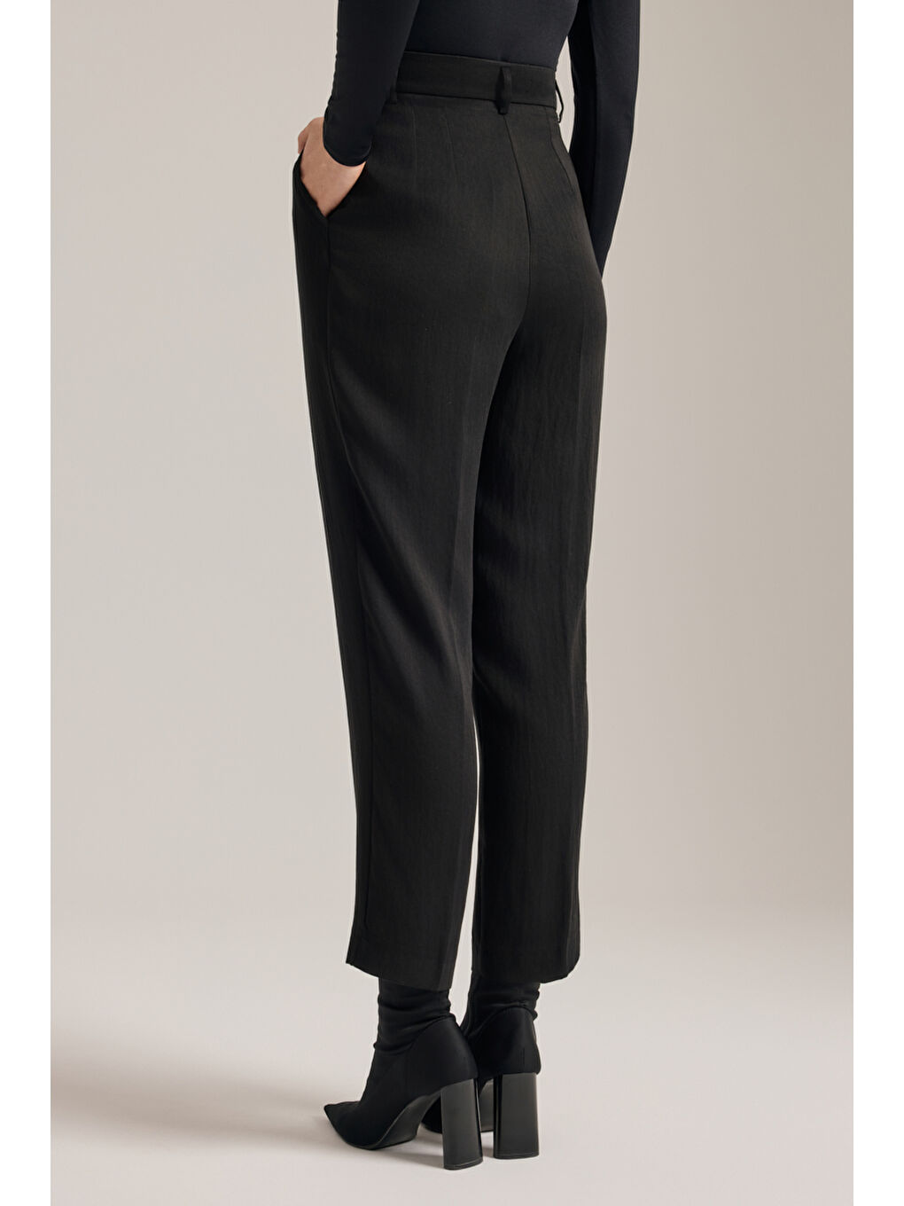 Siyah Lyocell Pantolon-4
