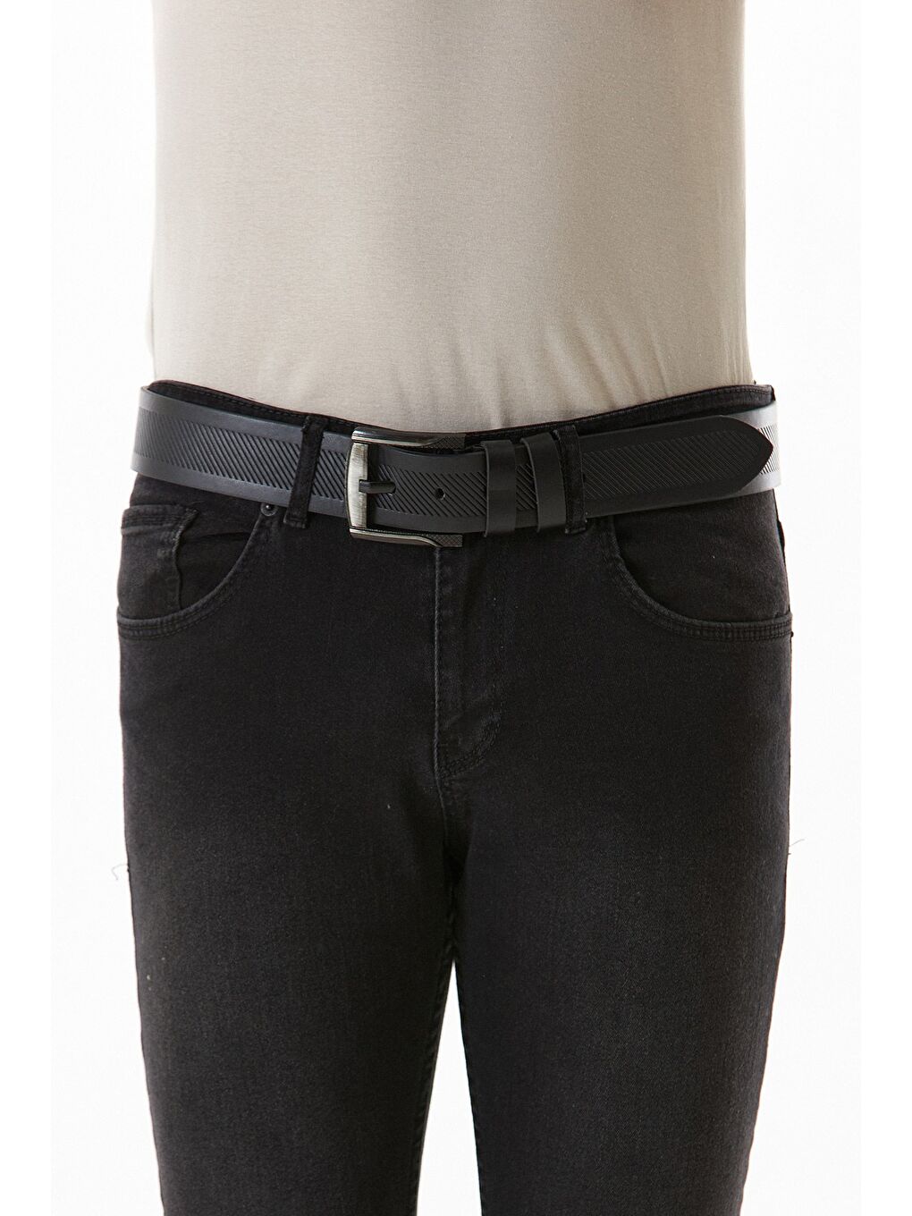 Siyah Spor Suni Deri Kemer