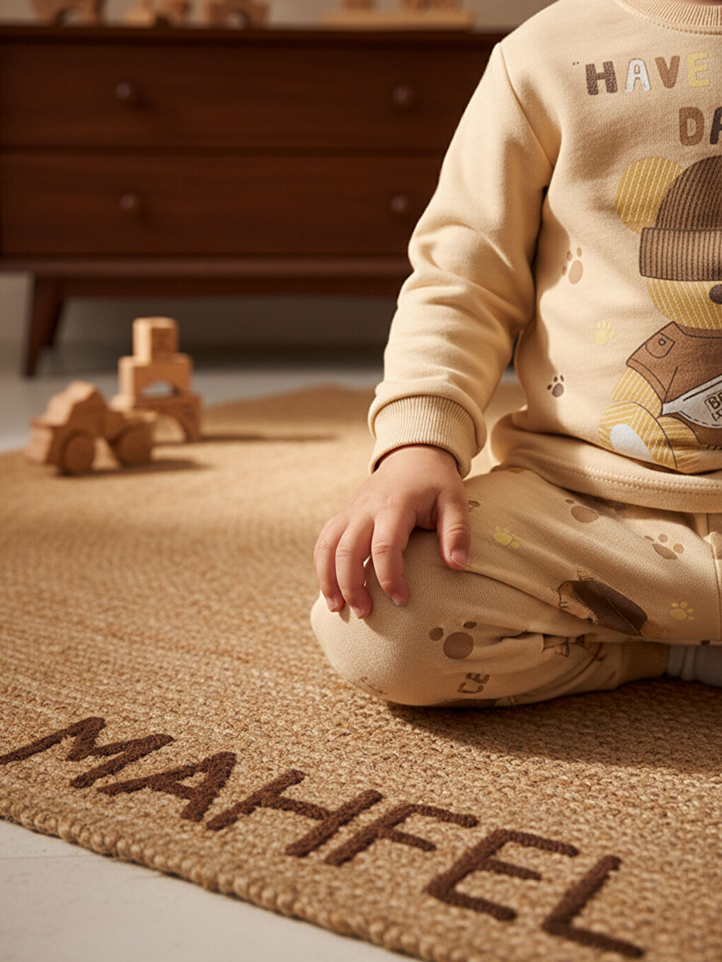 Beyaz %100 Pamuklu Kız Çocuk Krem Teddy Bear Baskılı Çocuk Pijama Takımı 1-6 Yaş-2