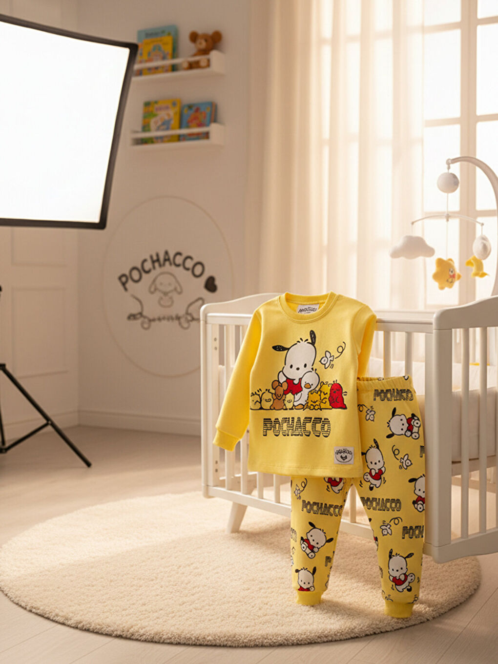 %100 Pamuklu Premium Kız Çocuk Sarı Yavru Köpekli Çocuk Pijama Takımı 1-6 Yaş-2