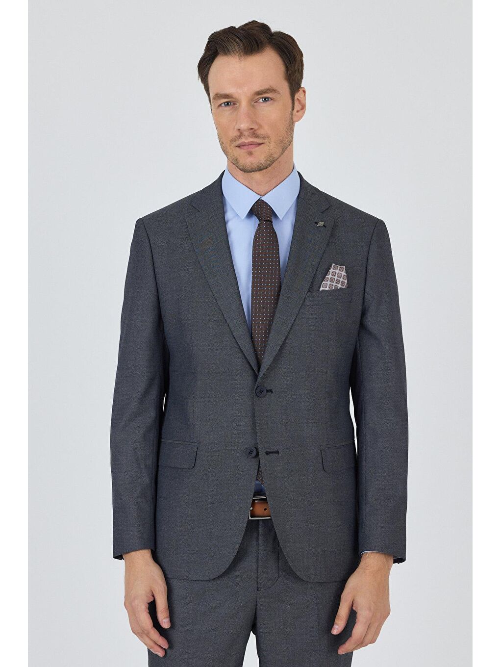 Koyu Antrasit Mono Yaka Esnek 6 Drop Comfort Fit Classic Takım Elbise 1001250152