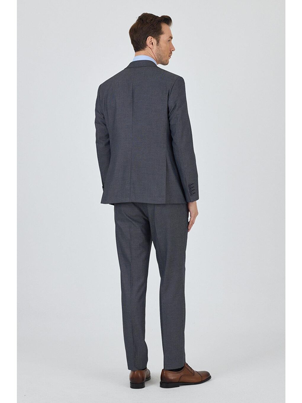 Koyu Antrasit Mono Yaka Esnek 6 Drop Comfort Fit Classic Takım Elbise 1001250152-4