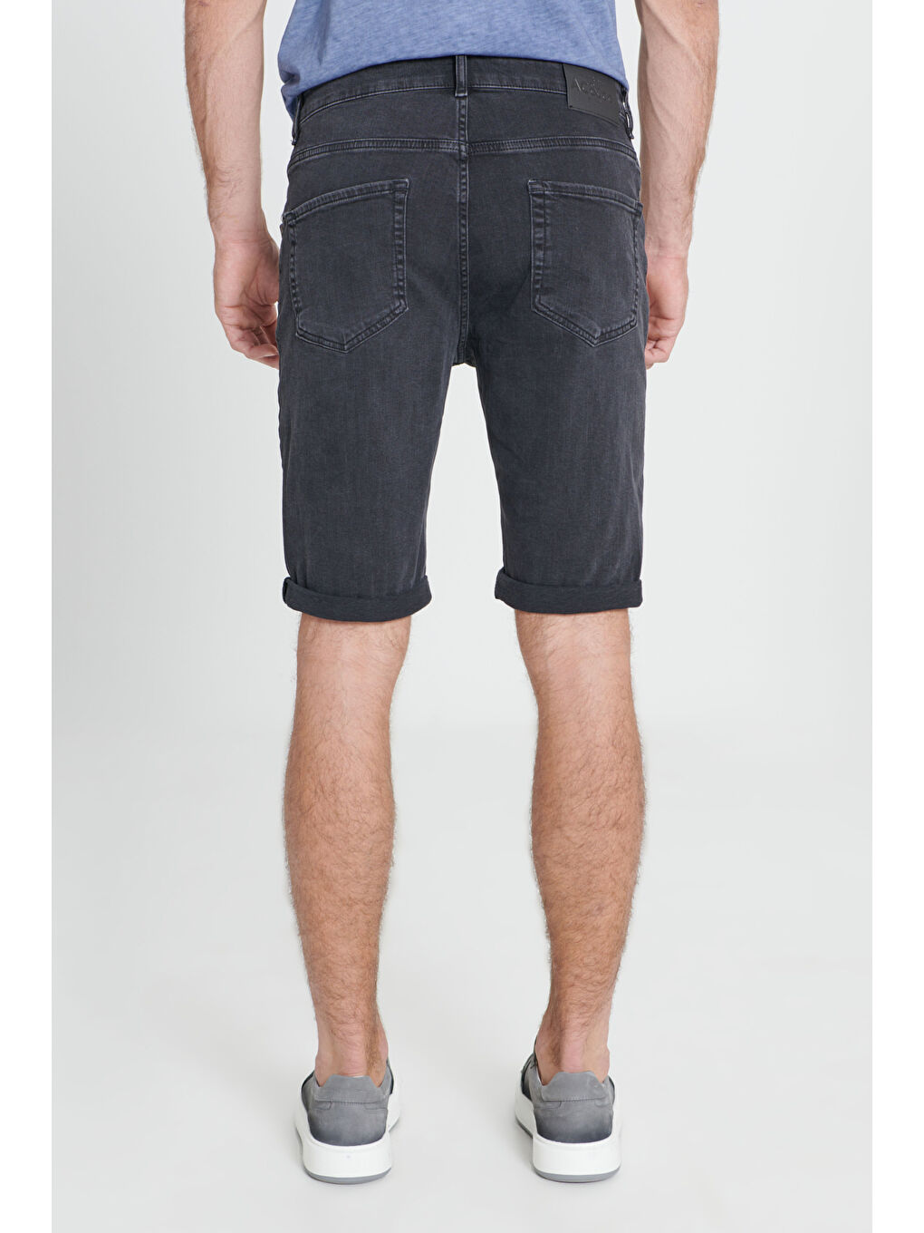 Erkek Antrasit Slim Fit Dar Kesim Pamuklu Esnek Denim Şort-4