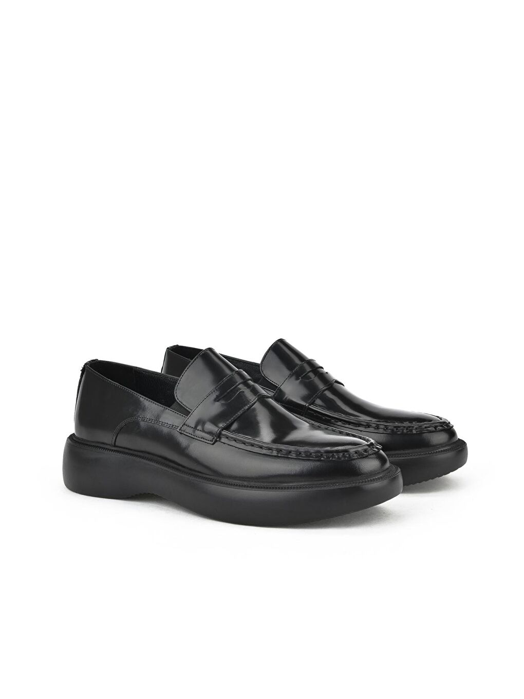 Erkek Hakiki Deri Loafer Ayakkabı 133986Z40082 - Geniş Kalıp Siyah-1