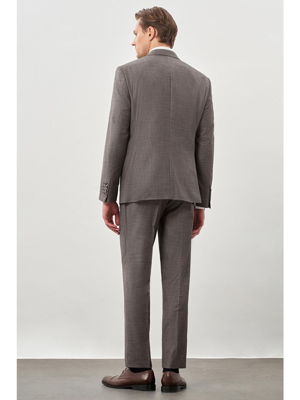 Kahverengi Koyu Vizon Mono Yaka 6 Drop Comfort Fit Classic Takım Elbise 1001245162-4