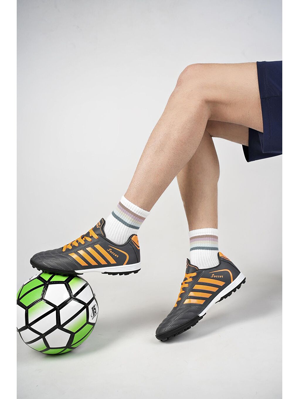 Gri Gmz Unisex  Halı Saha Çim Saha Futbol Ayakkabısı