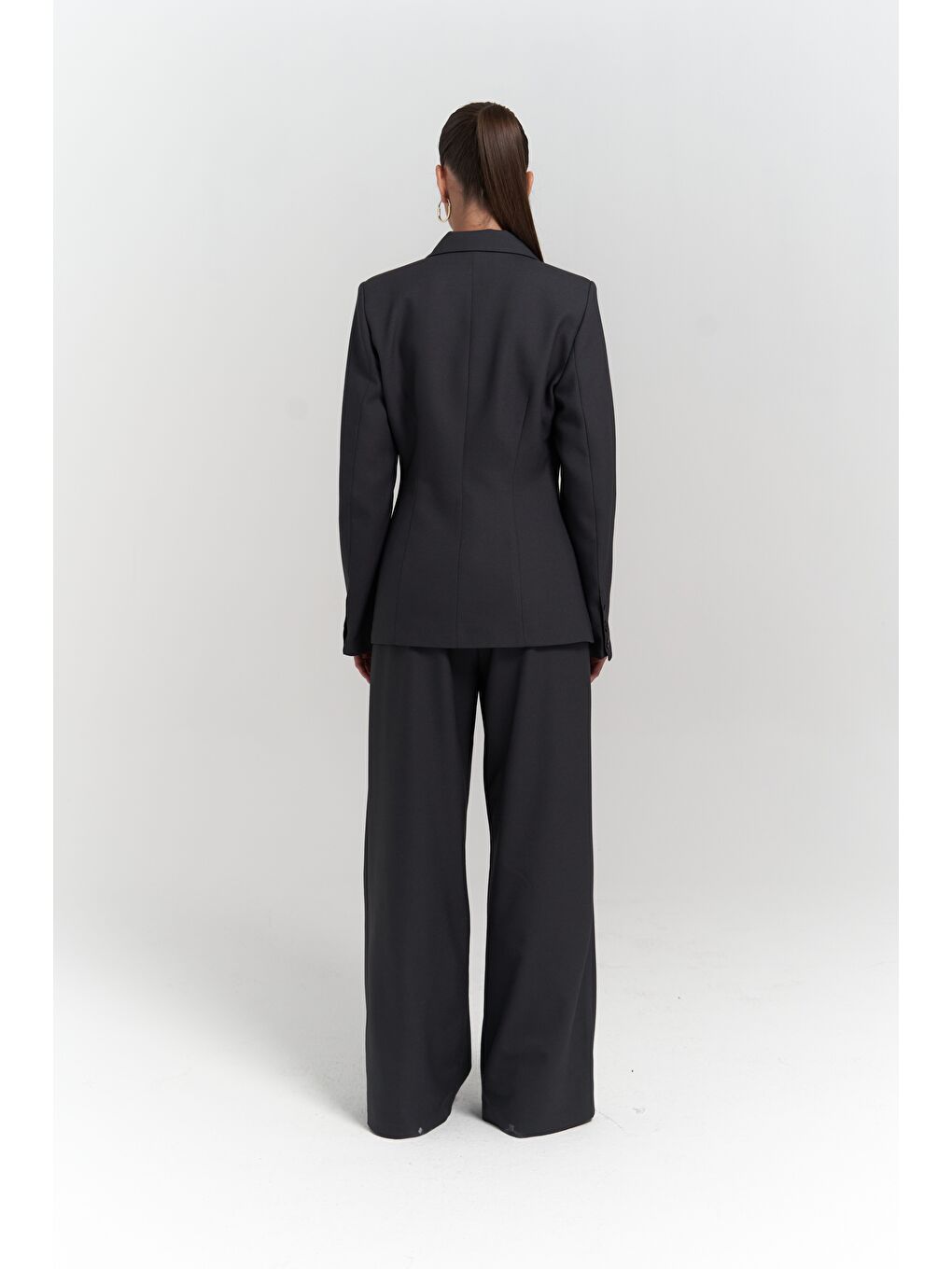 Halvyn Dar Kesim Blazer Antrasit Takım-4