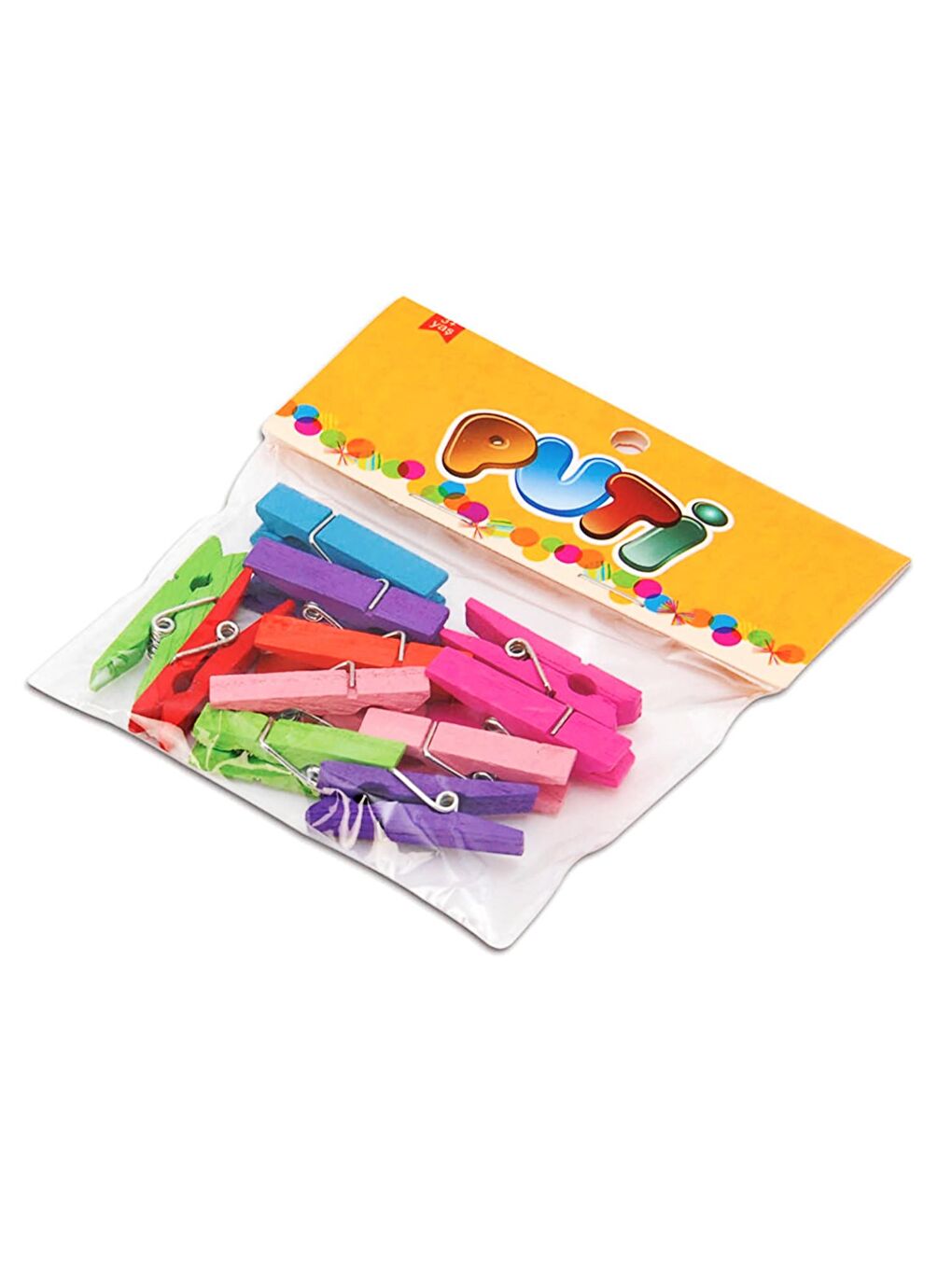 Karışık Renkli Ahşap Mandal Küçük Boy 24 lü Paket (KOD : 4667)