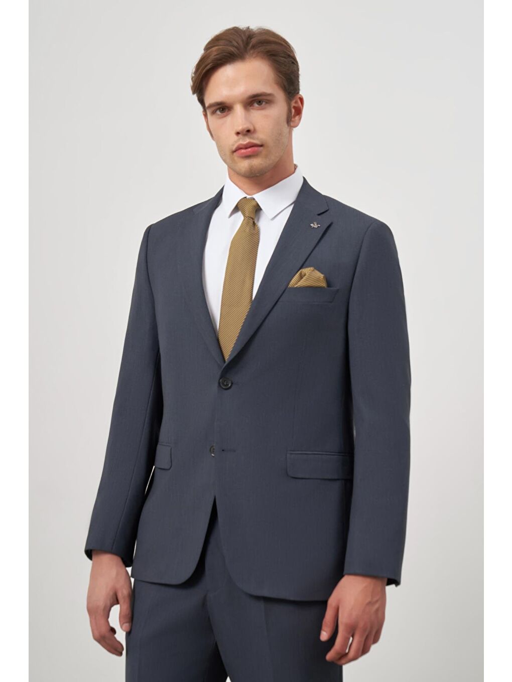 Koyu Lacivert Kendinden Mono Yaka 2 Düğme 6 Drop Comfort Fit Classic Takım Elbise 1001240189-2