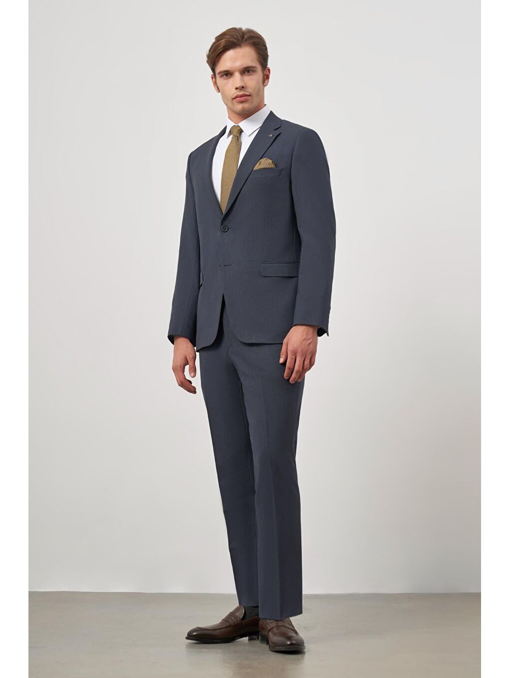 Koyu Lacivert Kendinden Mono Yaka 2 Düğme 6 Drop Comfort Fit Classic Takım Elbise 1001240189-3