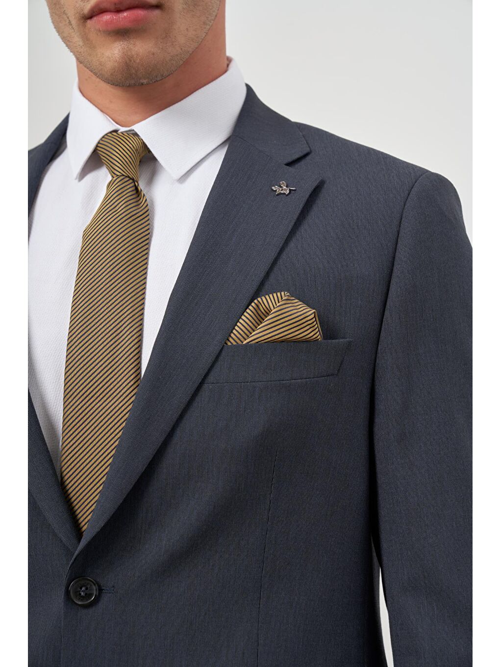 Koyu Lacivert Kendinden Mono Yaka 2 Düğme 6 Drop Comfort Fit Classic Takım Elbise 1001240189-5