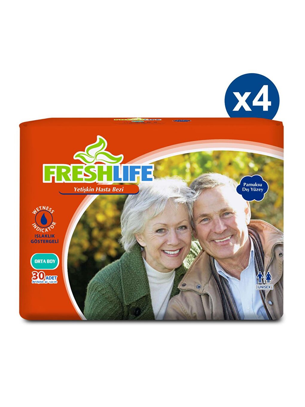 FRESHLIFE Renksiz 4'lü Medium Yetişkin Hasta Bezi 30x4 (120 Adet) - 1