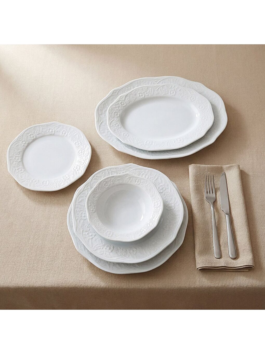 Ekru Ottoman 27 Parça 6 Kişilik Yemek Takımı-2