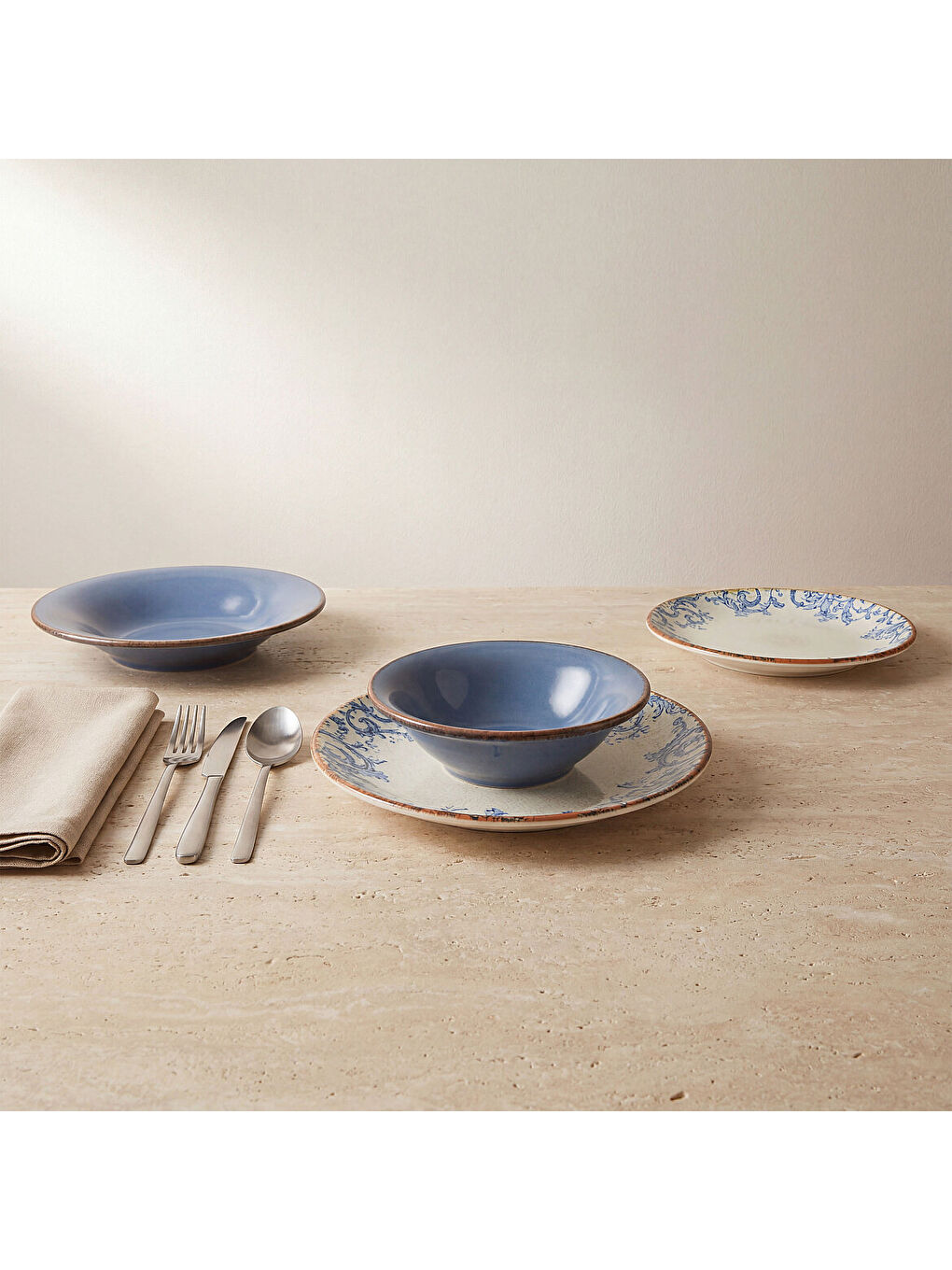 Ekru Paris 16 Parça 4 Kişilik Mat Yemek Takımı 31655-2