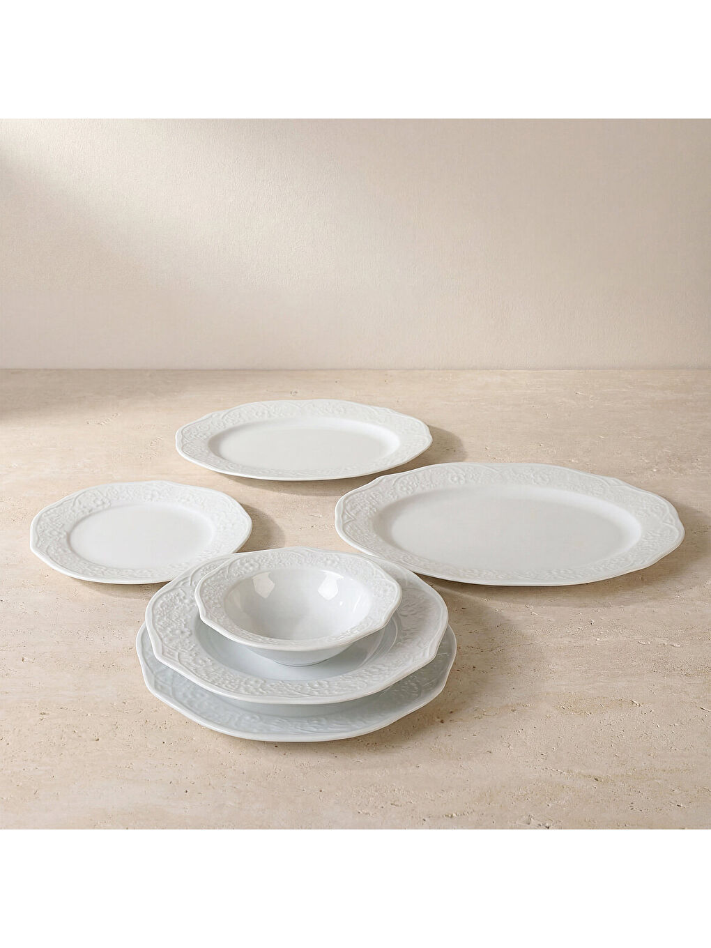 Ekru Ottoman 27 Parça 6 Kişilik Yemek Takımı-3