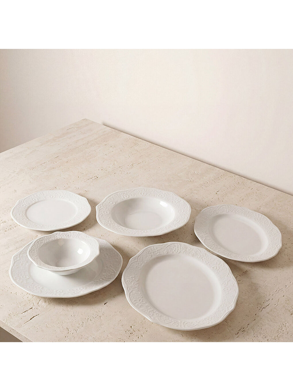 Ekru Ottoman 27 Parça 6 Kişilik Yemek Takımı-4