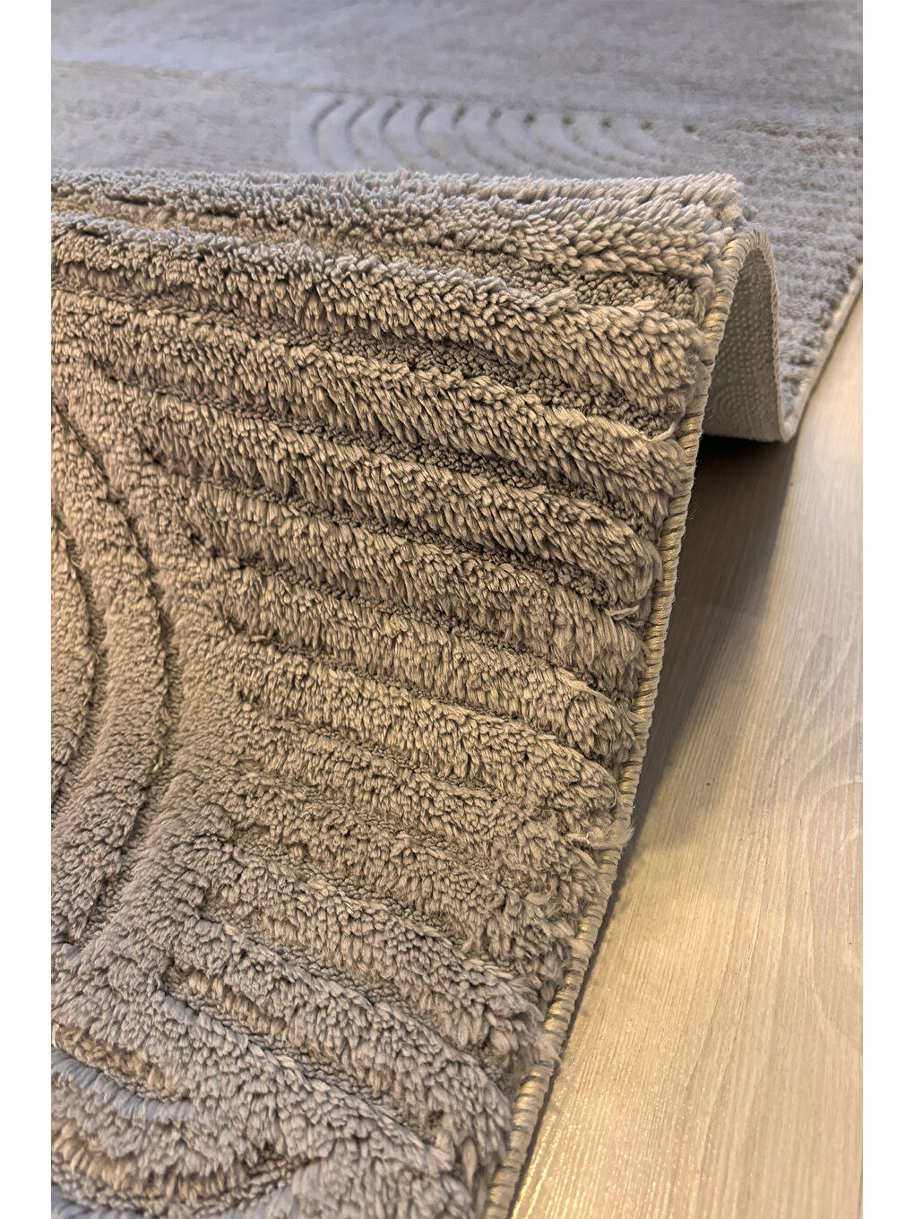 Gri Kendinden Desenli Halı, Yumuşak, Kaydırmaz Taban, Yıkanabilir, Modern Halı-3