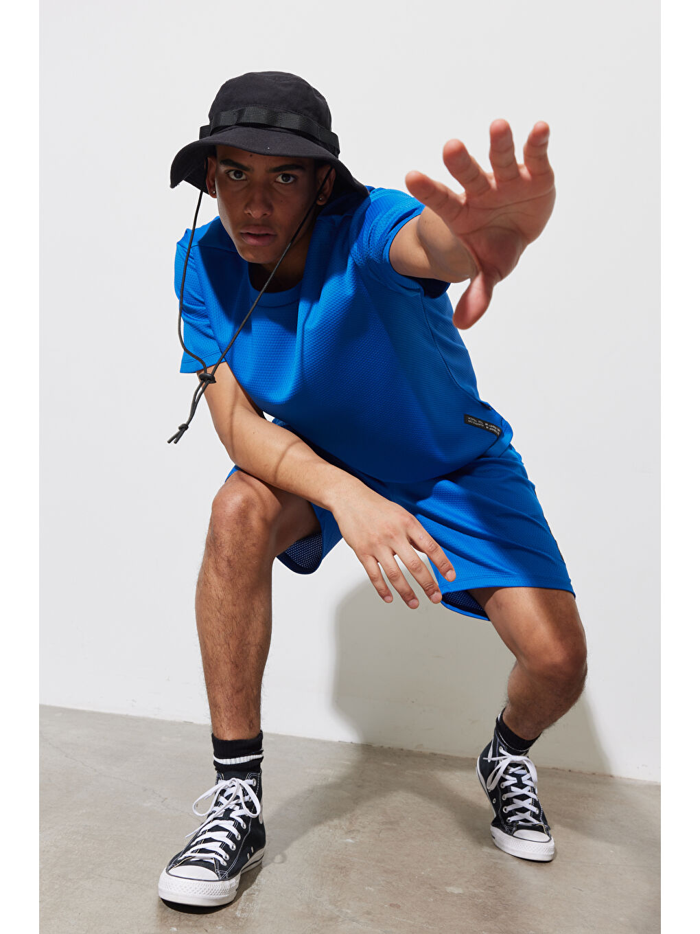 Mavi Erkek Saks Loose Fit Bisiklet Yaka Kısa Kollu Yumuşak Dokulu Spor Spor Tişört-8