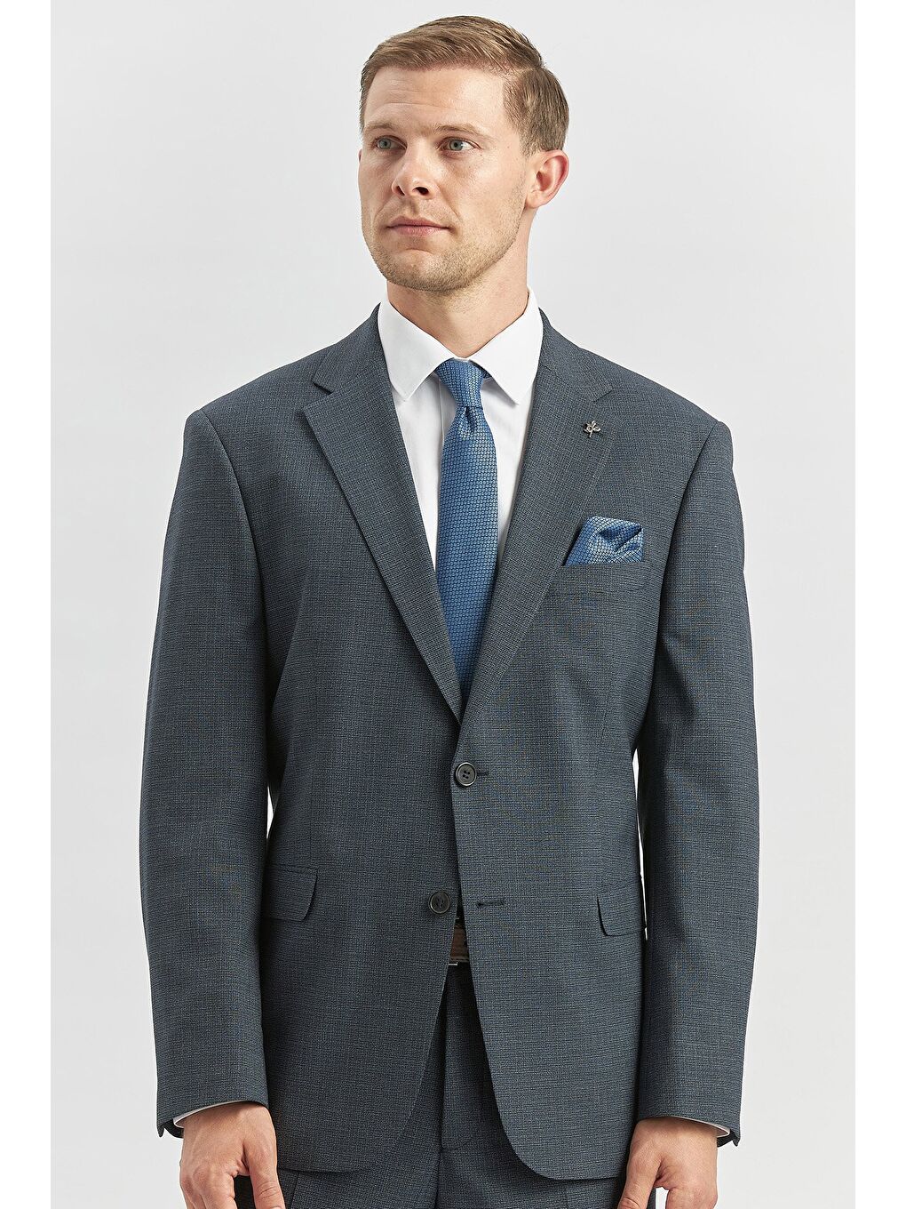 Koyu Lacivert Kendinden Mono Yaka 2 Düğme 4 Drop Comfort Fit Classic Takım Elbise 1001240182