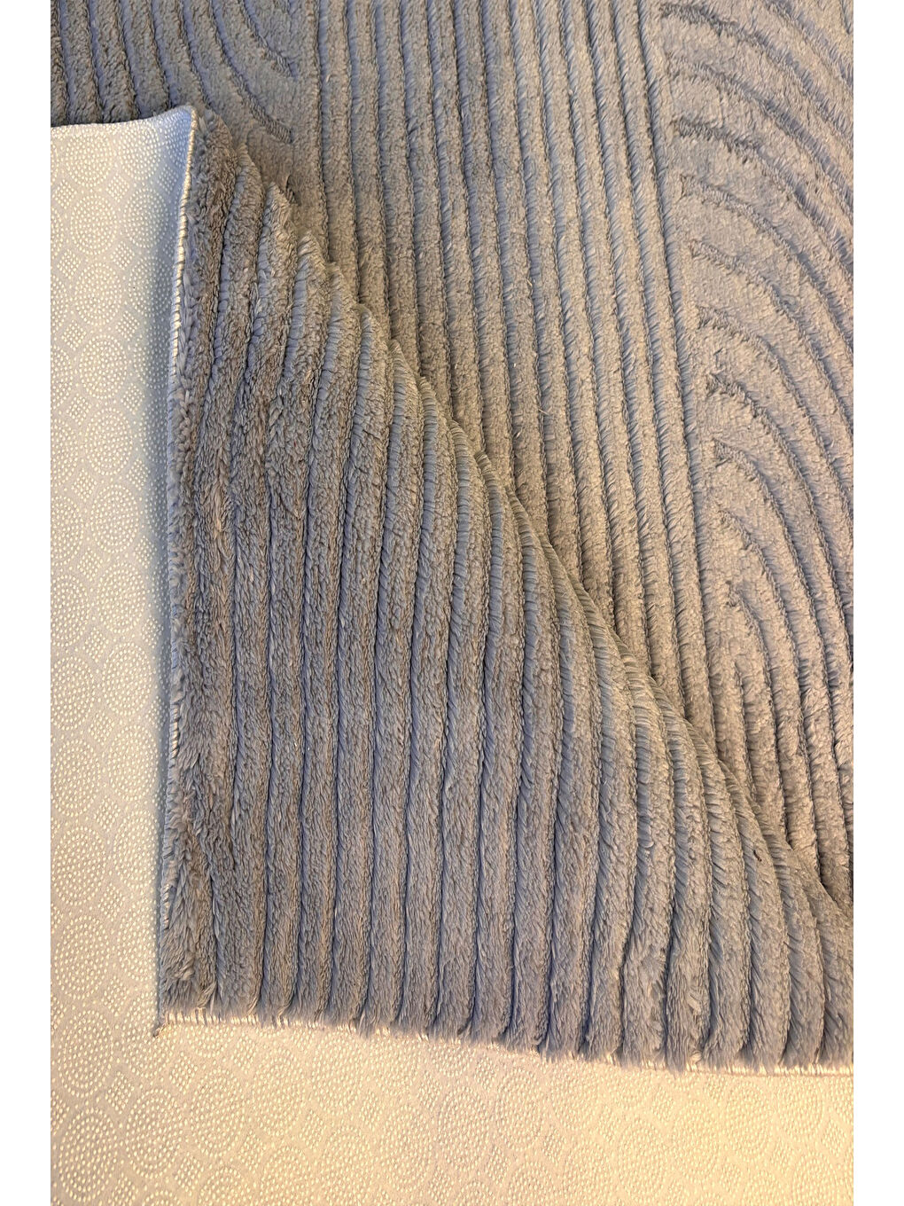 Gri Kendinden Desenli Halı, Yumuşak, Kaydırmaz Taban, Yıkanabilir, Modern Halı-5