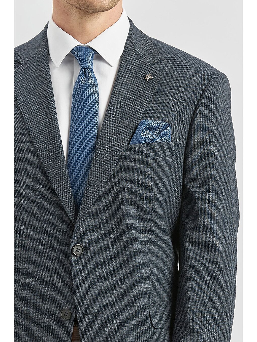 Koyu Lacivert Kendinden Mono Yaka 2 Düğme 4 Drop Comfort Fit Classic Takım Elbise 1001240182-1