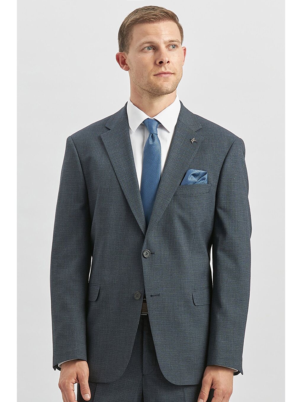 Koyu Lacivert Kendinden Mono Yaka 2 Düğme 4 Drop Comfort Fit Classic Takım Elbise 1001240182-2