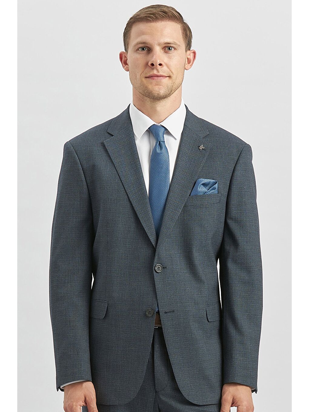 Koyu Lacivert Kendinden Mono Yaka 2 Düğme 4 Drop Comfort Fit Classic Takım Elbise 1001240182-3